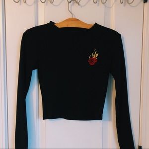 Forever 21 Black Long sleeve w/ Rose Detail